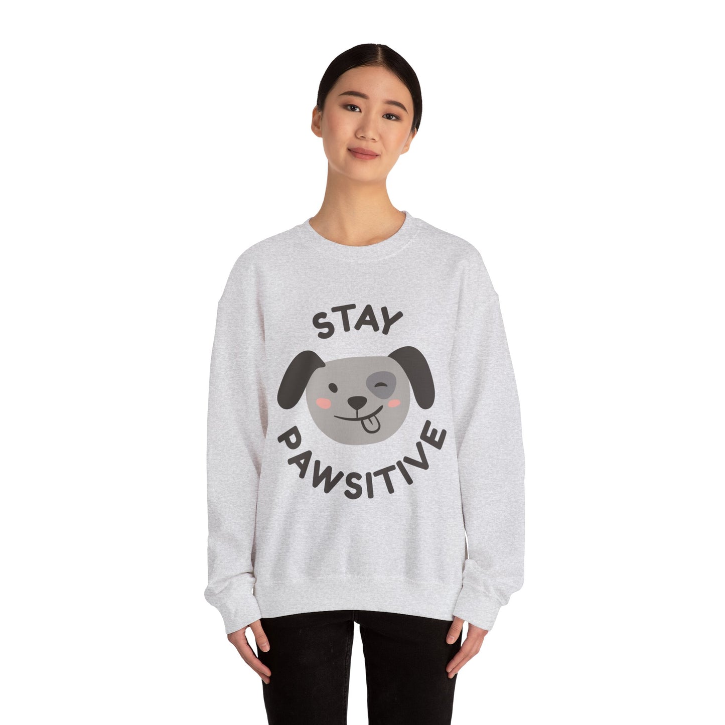 Stay Pawsitive Dog Lover Sweatshirt, Cute Pet Crewneck, Dog Mom Gift, Cozy Animal Apparel, Fun Pet Lover Merchandise