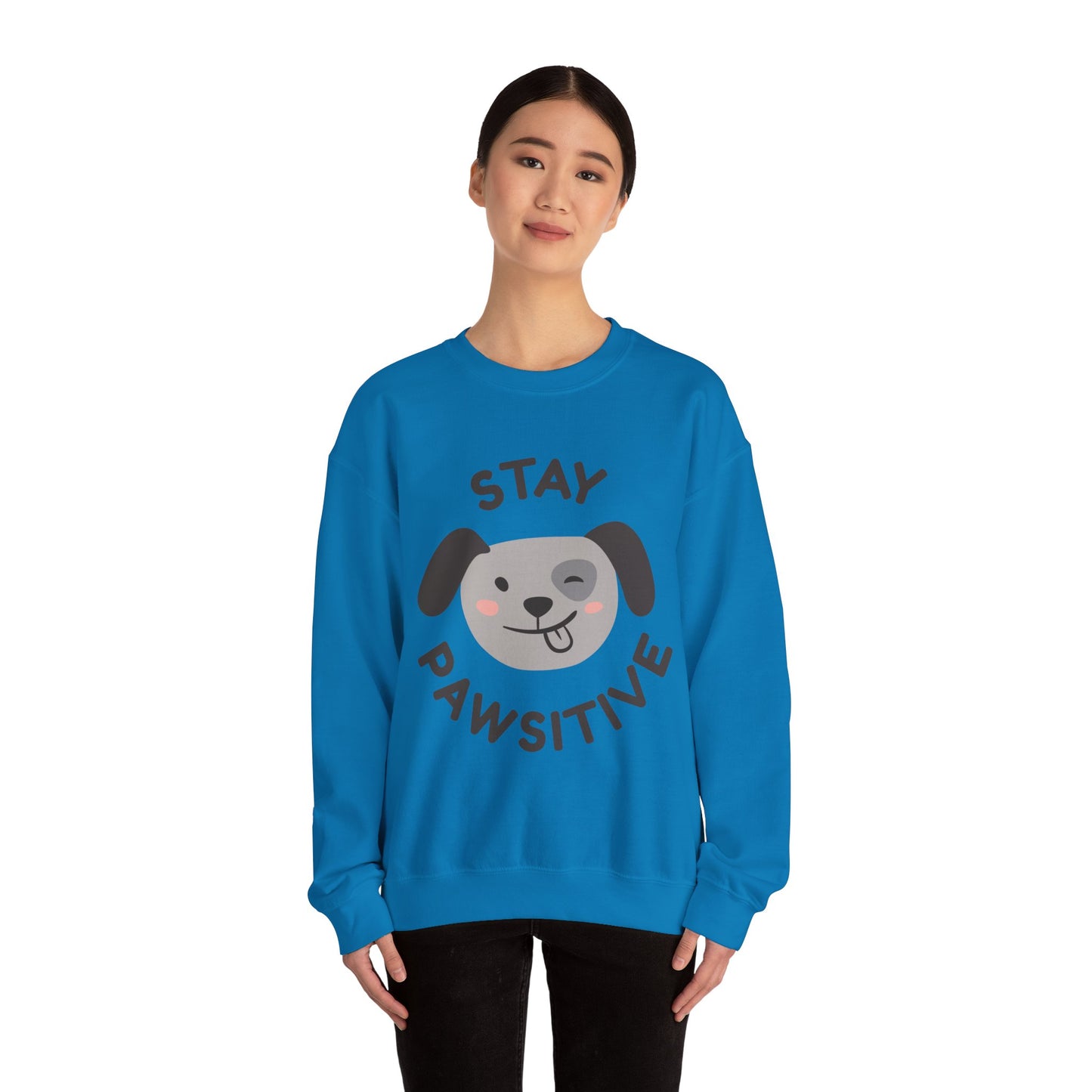 Stay Pawsitive Dog Lover Sweatshirt, Cute Pet Crewneck, Dog Mom Gift, Cozy Animal Apparel, Fun Pet Lover Merchandise