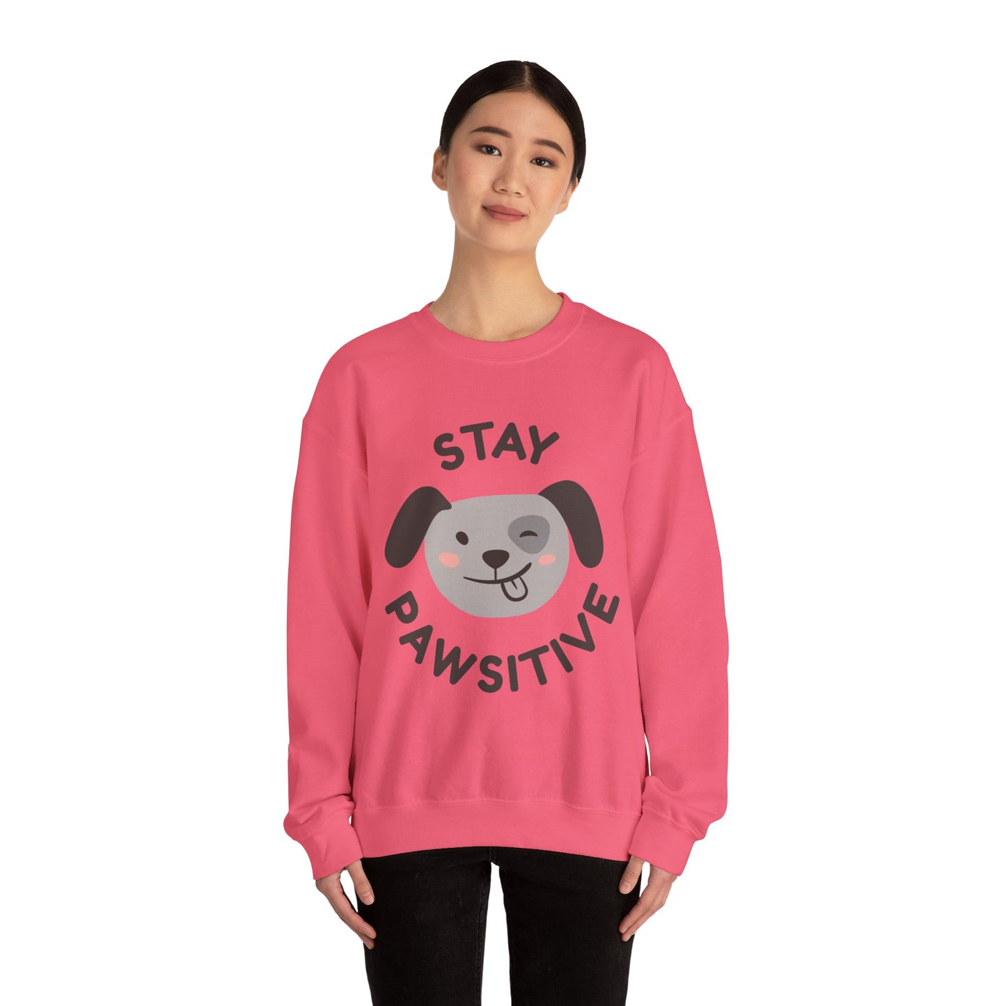 Stay Pawsitive Dog Lover Sweatshirt, Cute Pet Crewneck, Dog Mom Gift, Cozy Animal Apparel, Fun Pet Lover Merchandise