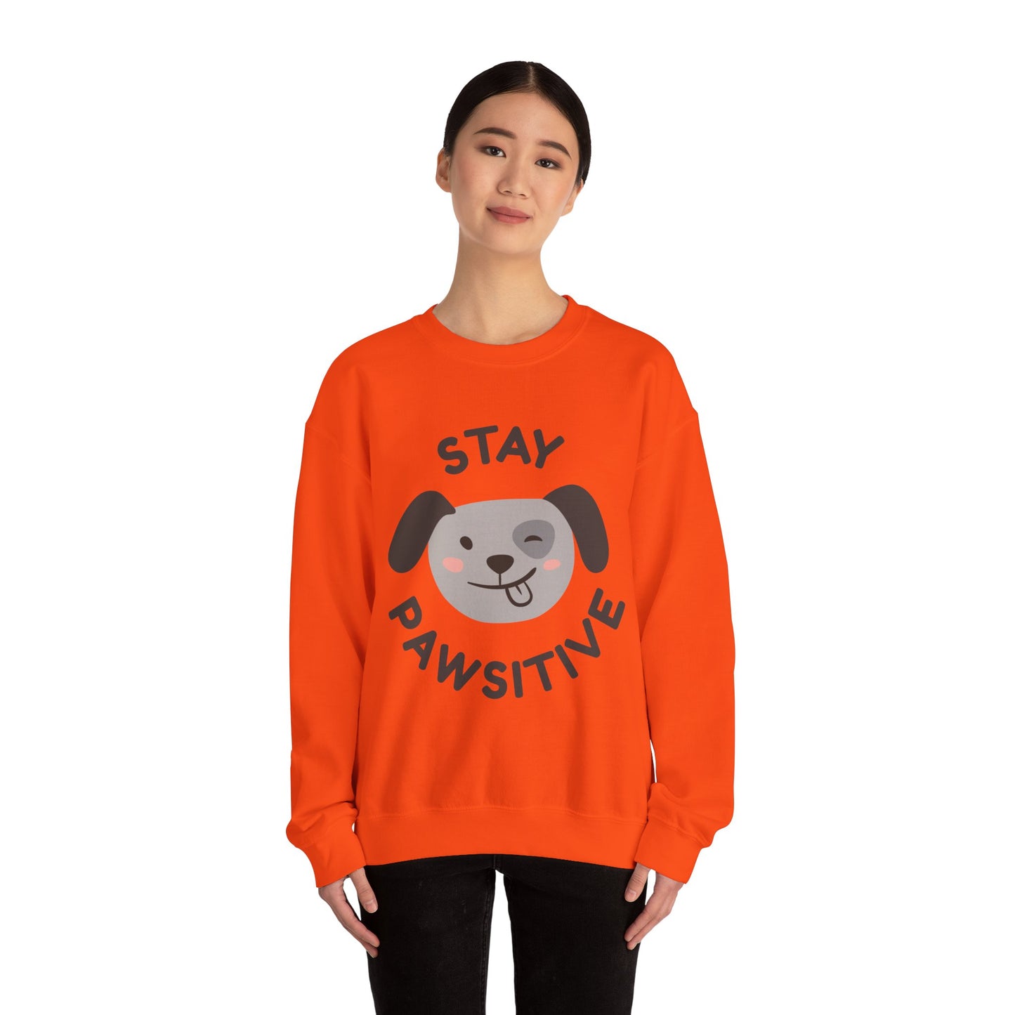 Stay Pawsitive Dog Lover Sweatshirt, Cute Pet Crewneck, Dog Mom Gift, Cozy Animal Apparel, Fun Pet Lover Merchandise