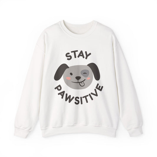 Stay Pawsitive Dog Lover Sweatshirt, Cute Pet Crewneck, Dog Mom Gift, Cozy Animal Apparel, Fun Pet Lover Merchandise